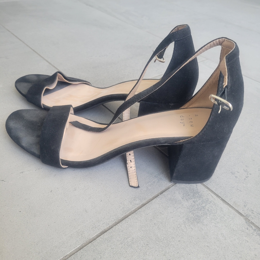 Black strap heels